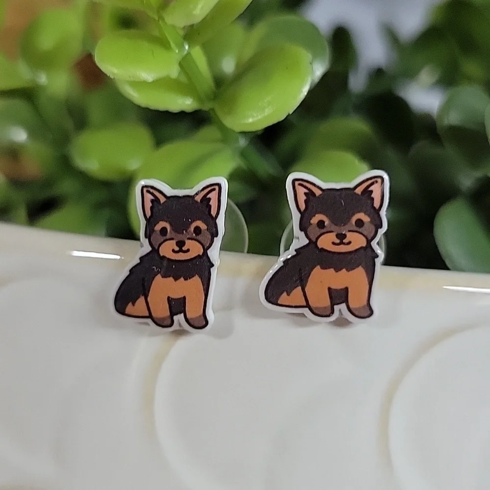 🔥LAST PAIR🔥 Yorkshire Terrier Cartoon Stud Earrings, Biewer Terrier, mo